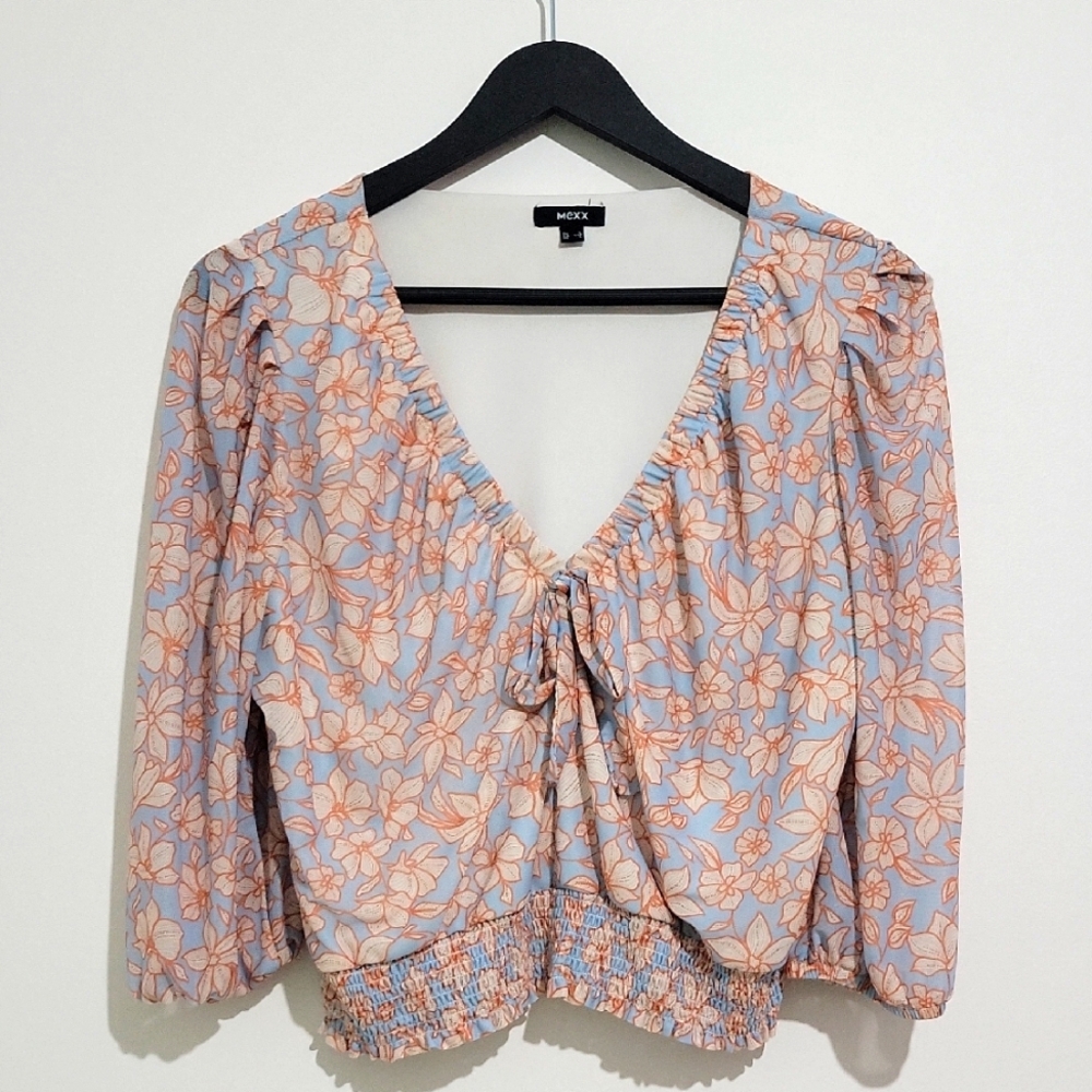 MEXX FLORAL BLOUSE CROPPED TOP 3/4 SLEEVE